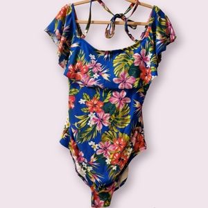 Plus Women's Floral Halter Top One Piece Swim suit- size 22W
